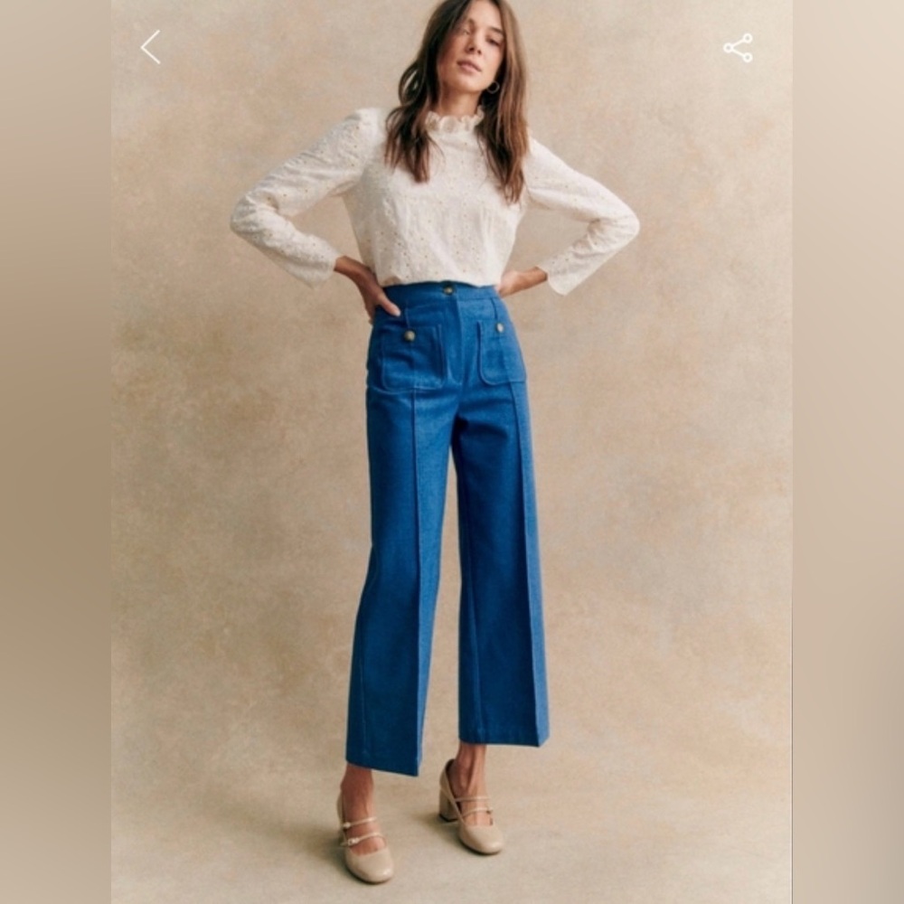 Sézane Emilio Blue High-Waisted (Size 10/42)